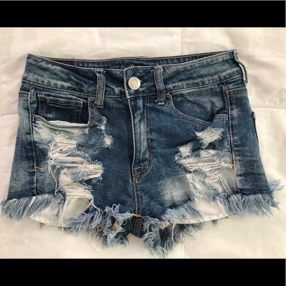 High waisted denim shorts